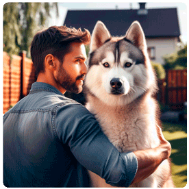 Husky Siberiano junto a su humano